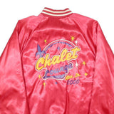 CARDINAL Mens Red Satin Jacket L Nylon Chalet Lounge Vintage Button-Up Retro