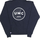 CHAMPION Mens Navy Blue Pullover Hoodie M UMC Graphic Print