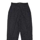 PENN BLACK Womens Cotton Blend Black Relaxed Straight Trousers W24 L24 Zip
