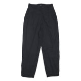 PENN BLACK Womens Cotton Blend Black Relaxed Straight Trousers W24 L24 Zip