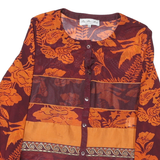 BLEU BLANE ROUGE Womens Maroon & Orange Printed Shirt Long Sleeve Round Neck M