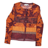 BLEU BLANE ROUGE Womens Maroon & Orange Printed Shirt Long Sleeve Round Neck M