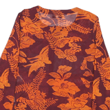 BLEU BLANE ROUGE Womens Maroon & Orange Printed Shirt Long Sleeve Round Neck M