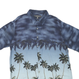 CROFT & BARROW Mens Blue Hawaiian Shirt XL Tropical Palm Print Summer