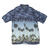 CROFT & BARROW Mens Blue Hawaiian Shirt XL Tropical Palm Print Summer