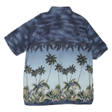 CROFT & BARROW Mens Blue Hawaiian Shirt XL Tropical Palm Print Summer