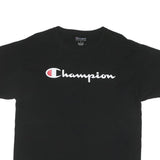 CHAMPION Mens Black Graphic T-Shirt L Short Sleeve Crew Neck Classic Cotton