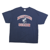 GILDAN Mens Blue Mustang Soccer Graphic T-Shirt XL Short Sleeve Crew Neck Casual