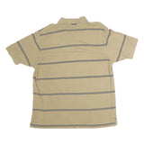 NAUTICA Mens Beige Striped Short Sleeve Polo Shirt L Cotton Casual Summer
