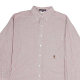 TOMMY HILFIGER Mens Red & White Stripe Shirt XL Button Down Collar Classic Fit