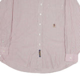TOMMY HILFIGER Mens Red & White Stripe Shirt XL Button Down Collar Classic Fit