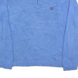 CHAPS Mens Blue Patterned Pullover Jumper V-Neck Basic Knit M Cotton Ribbed