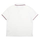 TOMMY HILFIGER Mens White Polo Shirt L Cotton Short Sleeve Logo Casual Basic
