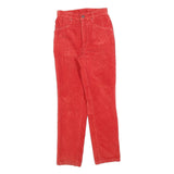 Womens Cotton Blend Slim Red Corduroy Trousers W25 L28 Zip Closure Stylish
