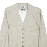 INFO Womens Beige Wool Blend Classic Jacket XXS Button Closure Plain Elegant