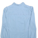 Womens Light Blue Basic Shirt Long Sleeve Button Neck S Cotton Blend