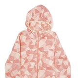 COLUMBIA Womens Pink & Cream Geometric Polyester Hooded Jacket L Zip Outdoor