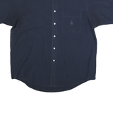 NAUTICA Mens Navy Blue Cotton Blend Shirt L Casual Button Up Short Sleeve