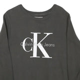 CALVIN KLEIN JEANS Mens Black Cotton Blend Crew Neck XS Logo Print Sweatshirt
