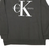 CALVIN KLEIN JEANS Mens Black Cotton Blend Crew Neck XS Logo Print Sweatshirt