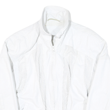 Womens White Leather Zip Jacket M Woven Classic Stylish Comfortable