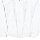 Womens White Leather Zip Jacket M Woven Classic Stylish Comfortable