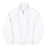 Womens White Leather Zip Jacket M Woven Classic Stylish Comfortable