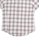 TOMMY HILFIGER Mens White & Navy Check Shirt L Short Sleeve Cotton Casual