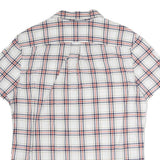 TOMMY HILFIGER Mens White & Navy Check Shirt L Short Sleeve Cotton Casual