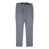 DUNLOP Mens Cotton Blend Slim Grey Trousers W30 L32 Zip Casual Slim Fit