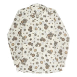 DELMOD Womens Cream Printed Shirt Long Sleeve Button Neck M Vintage Style