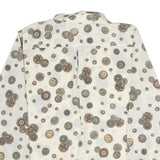 DELMOD Womens Cream Printed Shirt Long Sleeve Button Neck M Vintage Style