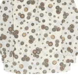 DELMOD Womens Cream Printed Shirt Long Sleeve Button Neck M Vintage Style
