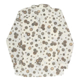 DELMOD Womens Cream Printed Shirt Long Sleeve Button Neck M Vintage Style
