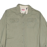 WRANGLER Mens Green Cotton Blend Shirt L Casual Button-Up Long Sleeve Workwear