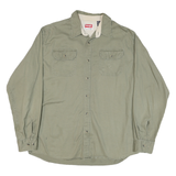 WRANGLER Mens Green Cotton Blend Shirt L Casual Button-Up Long Sleeve Workwear