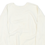 Womens White Crew Neck Pullover Sweatshirt Plain Casual Comfort M Long Sleeve