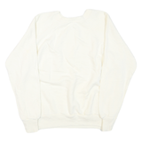 Womens White Crew Neck Pullover Sweatshirt Plain Casual Comfort M Long Sleeve