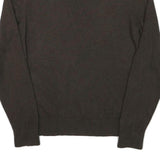 TOMMY HILFIGER Mens Brown Plain Cotton Blend Pullover V-Neck Jumper S