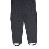 ALBA FORNARI Womens Cotton Blend Navy Check Regular Fit Straight Leg Trousers