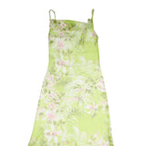 FAIRWEATHER Womens Green Floral Slip Dress Polyester Blend Asymmetric Hem S