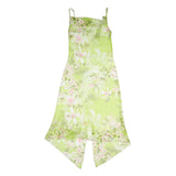 FAIRWEATHER Womens Green Floral Slip Dress Polyester Blend Asymmetric Hem S