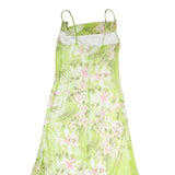 FAIRWEATHER Womens Green Floral Slip Dress Polyester Blend Asymmetric Hem S