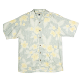 TOMMY BAHAMA Mens Pale Green & Yellow Floral Silk Shirt S Summer Resort Casual