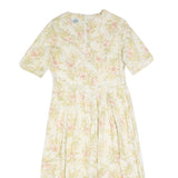 LAURA ASHLEY Womens Cream & Pink Floral Fit & Flare Cotton Blend Midi Dress UK