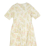 LAURA ASHLEY Womens Cream & Pink Floral Fit & Flare Cotton Blend Midi Dress UK
