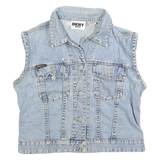 DKNY Womens Blue Denim Button Cotton Sleeveless Jacket M Classic Vest