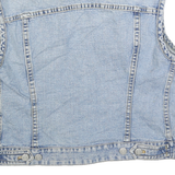 DKNY Womens Blue Denim Button Cotton Sleeveless Jacket M Classic Vest