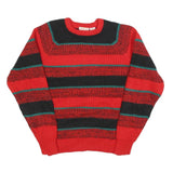CONTEMPORARY CLASSICS Womens Red Black & Green Patterned Jumper Crew Neck Chunky
