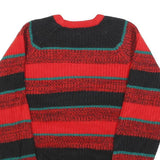 CONTEMPORARY CLASSICS Womens Red Black & Green Patterned Jumper Crew Neck Chunky